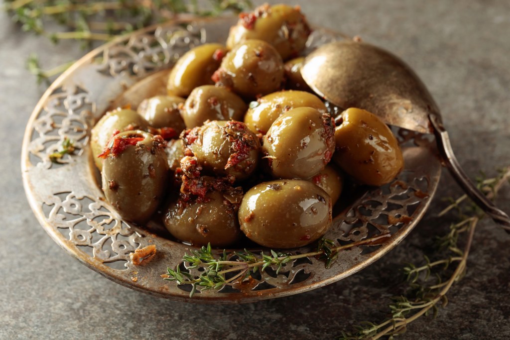 Spicy Marinated Olives with Herbs Basil & Salt Lifestyle